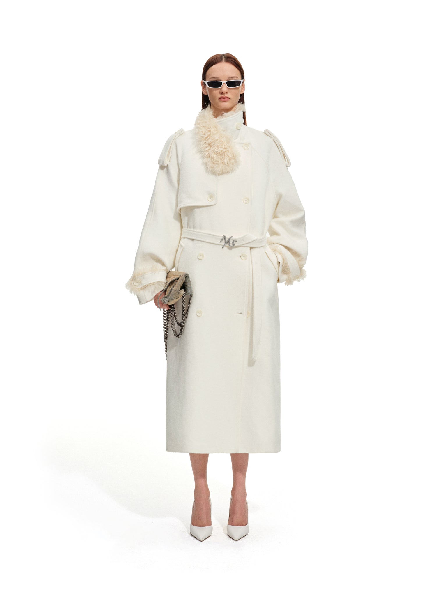Snow Melt White Polar Wool Coat