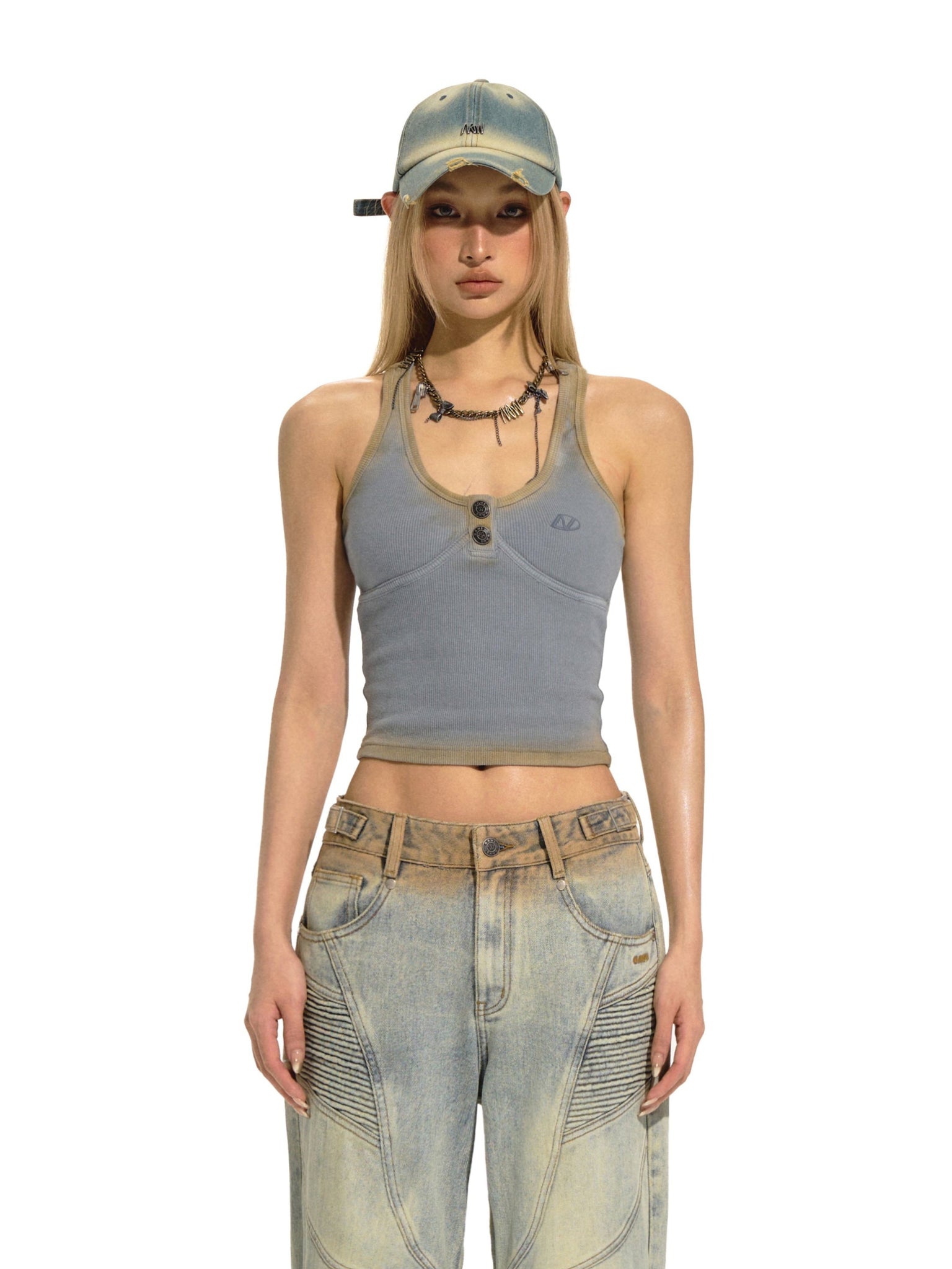 Mud-dyed Ribbed Tank Top