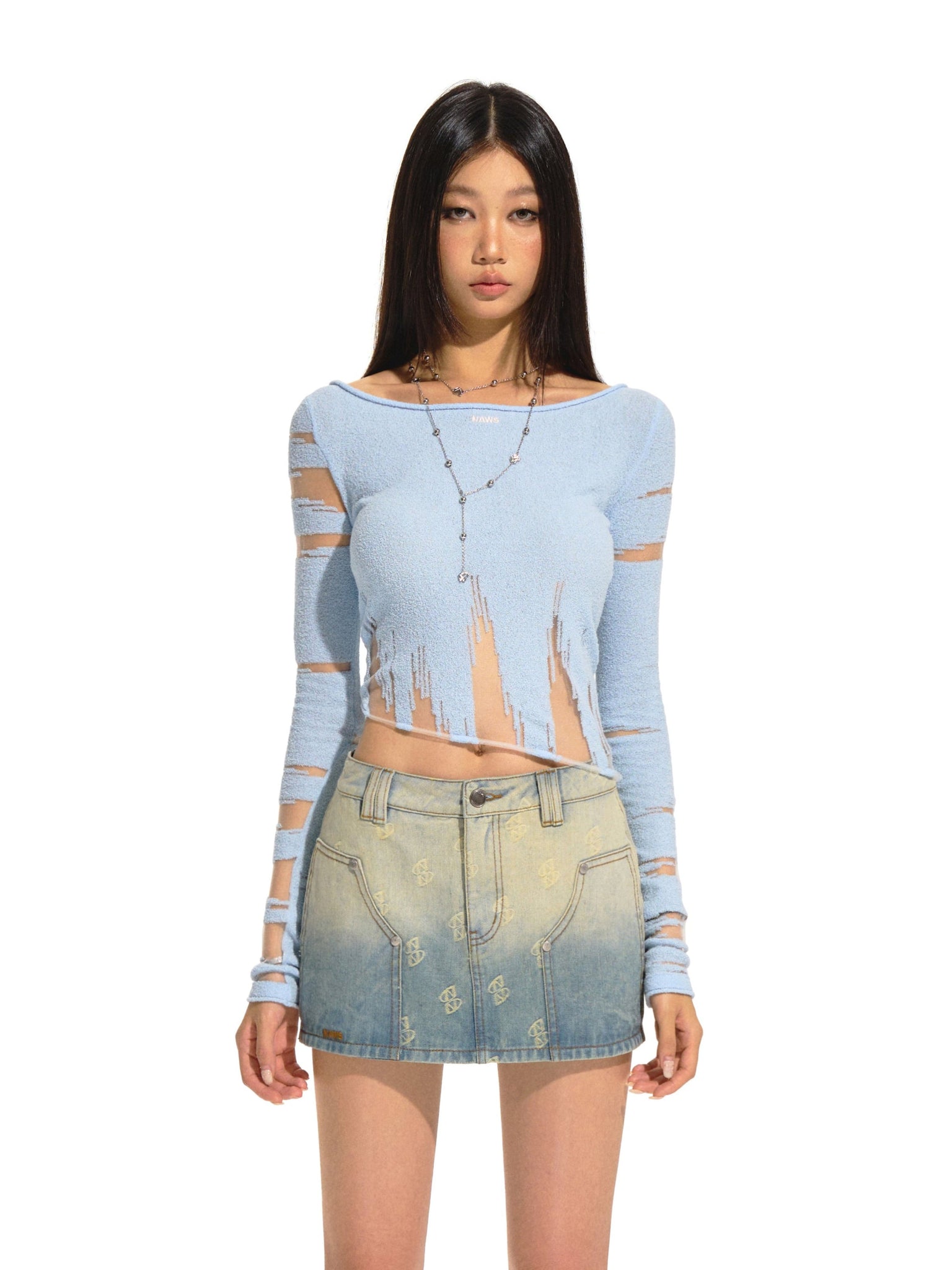 Blue Burnout Knitwear