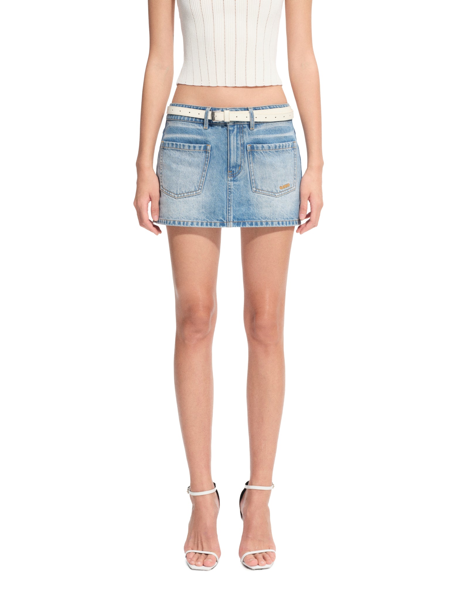 Glacier Blue Flap Pocket Denim Skirt