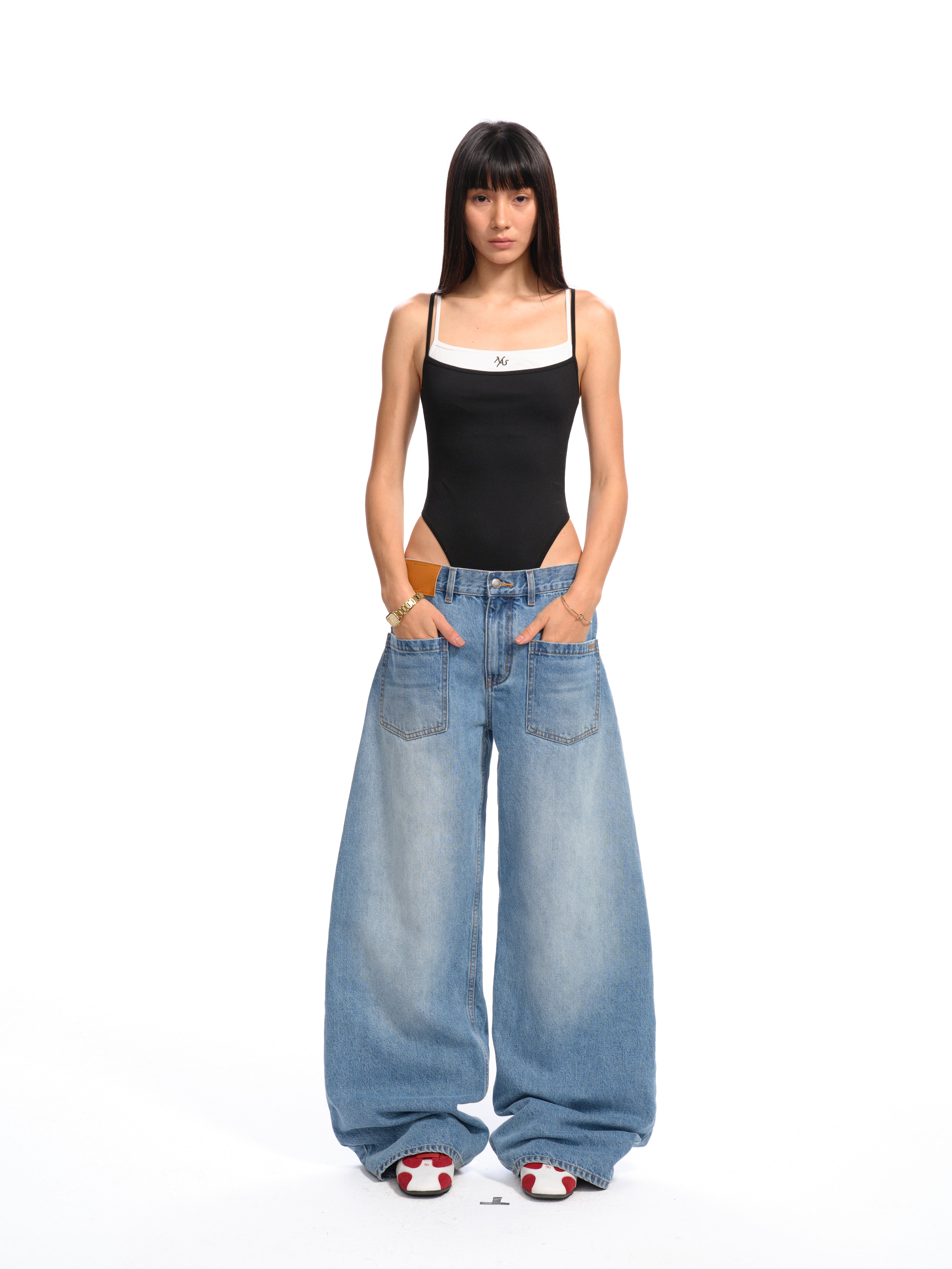 Blue Ceramic Denim Sack Jeans – NAWS