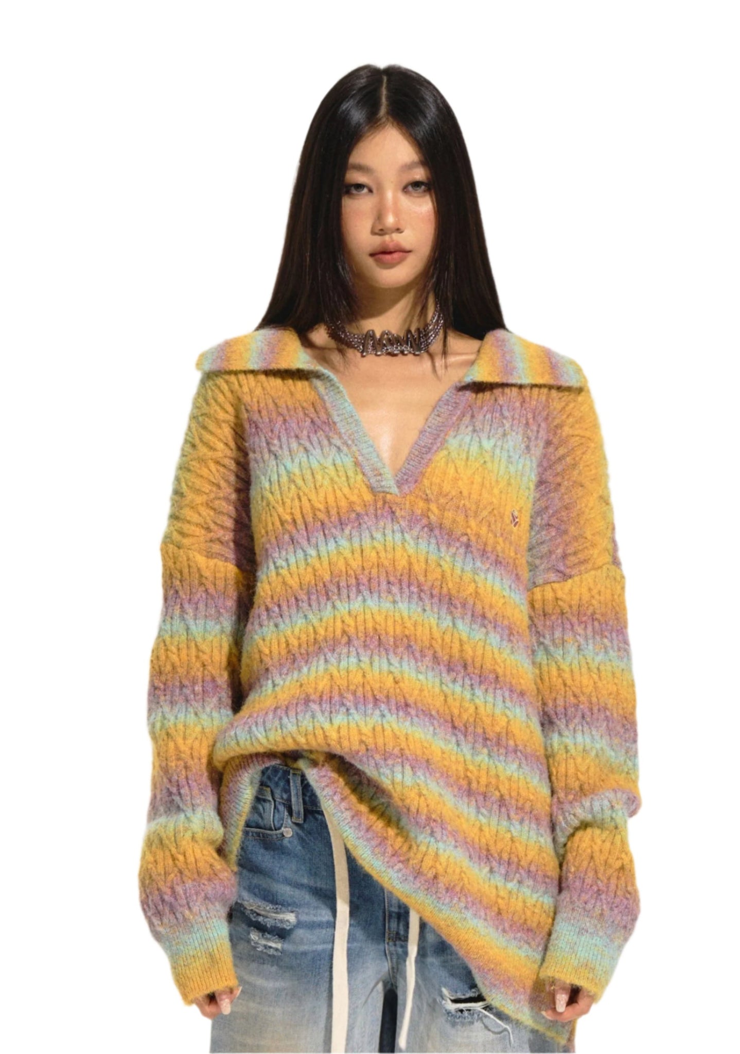 Carnival Wool Gradient Rainbow Stripe Sweater