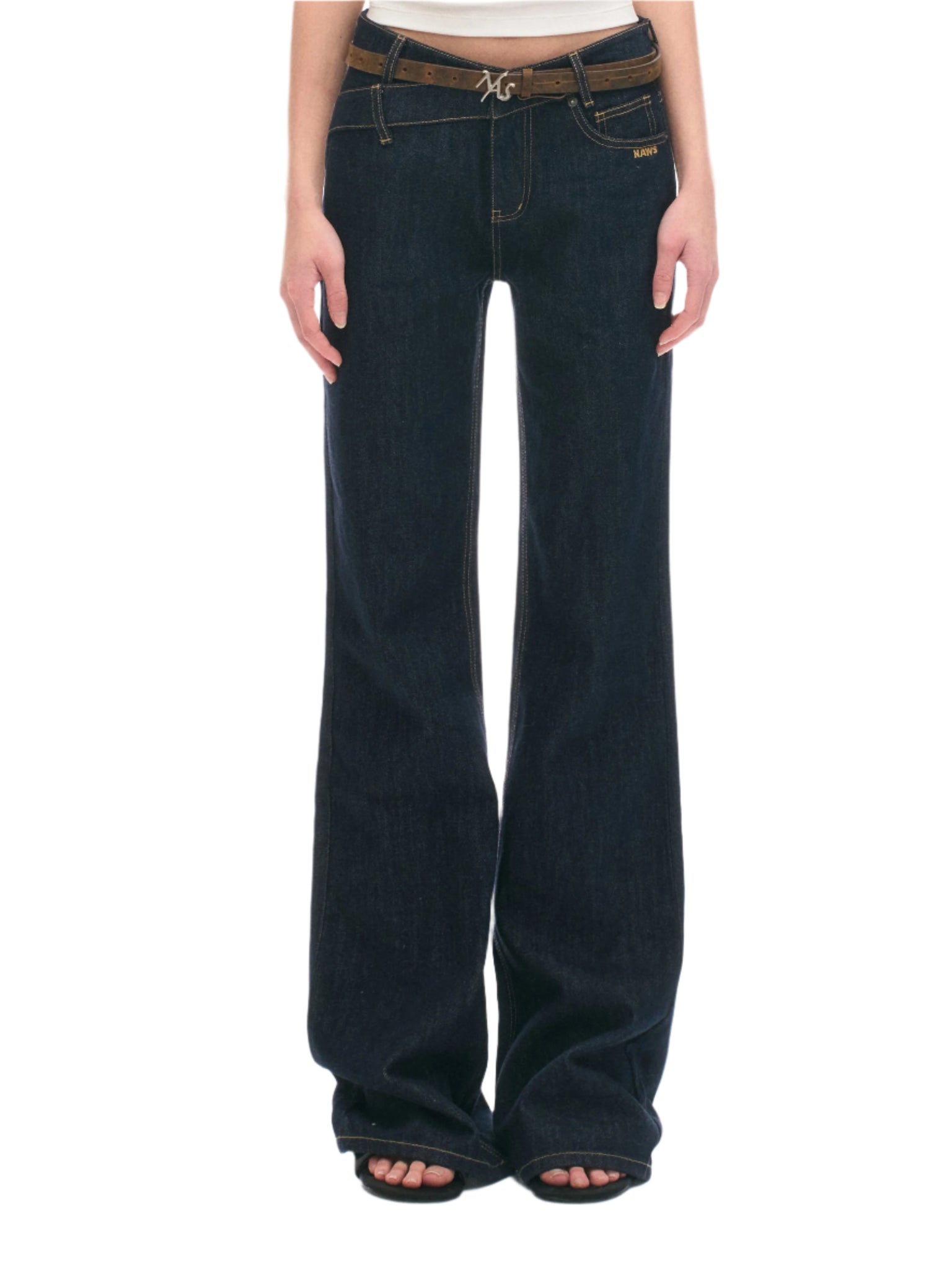 +5CM Straight Jeans Dark Blue