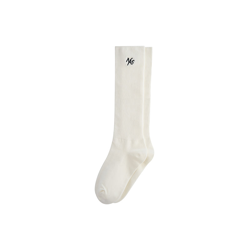 White Classic Loose Over-The-Calf Socks