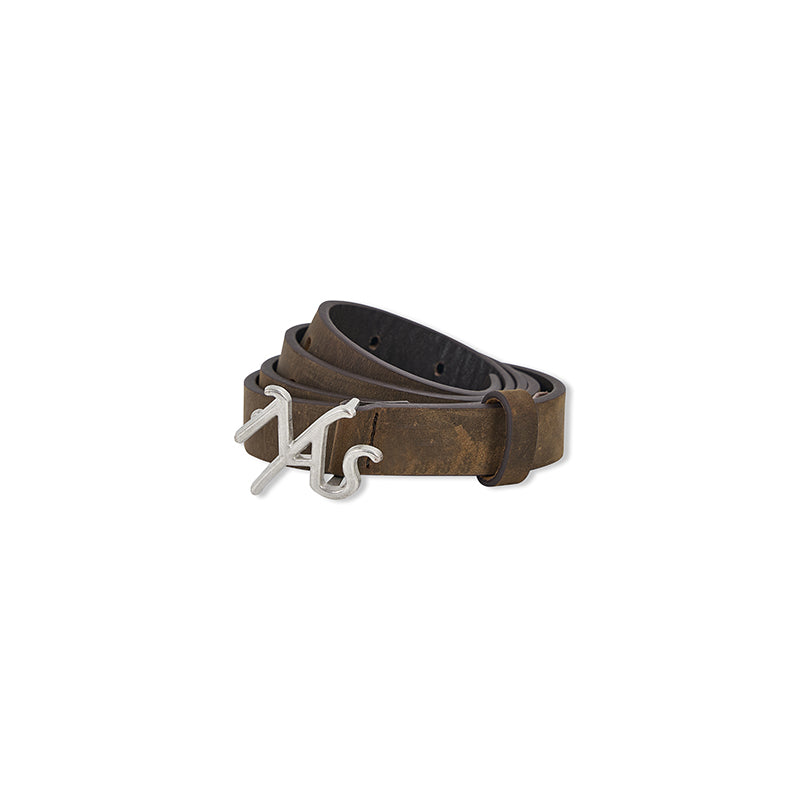 Brown High Line Logo Cowhide Thin Belt