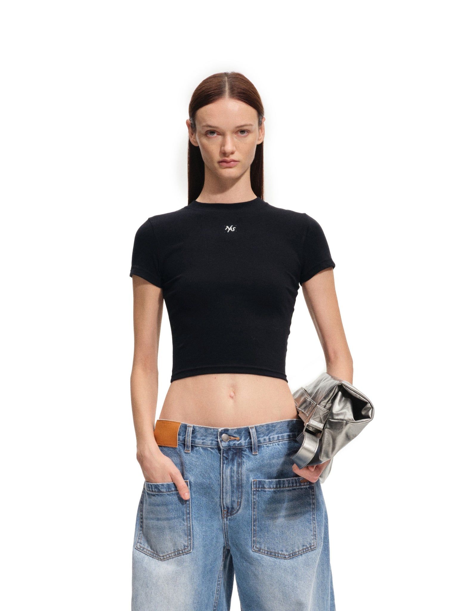 Silent Black Classic Badge Slim-Fit Tee