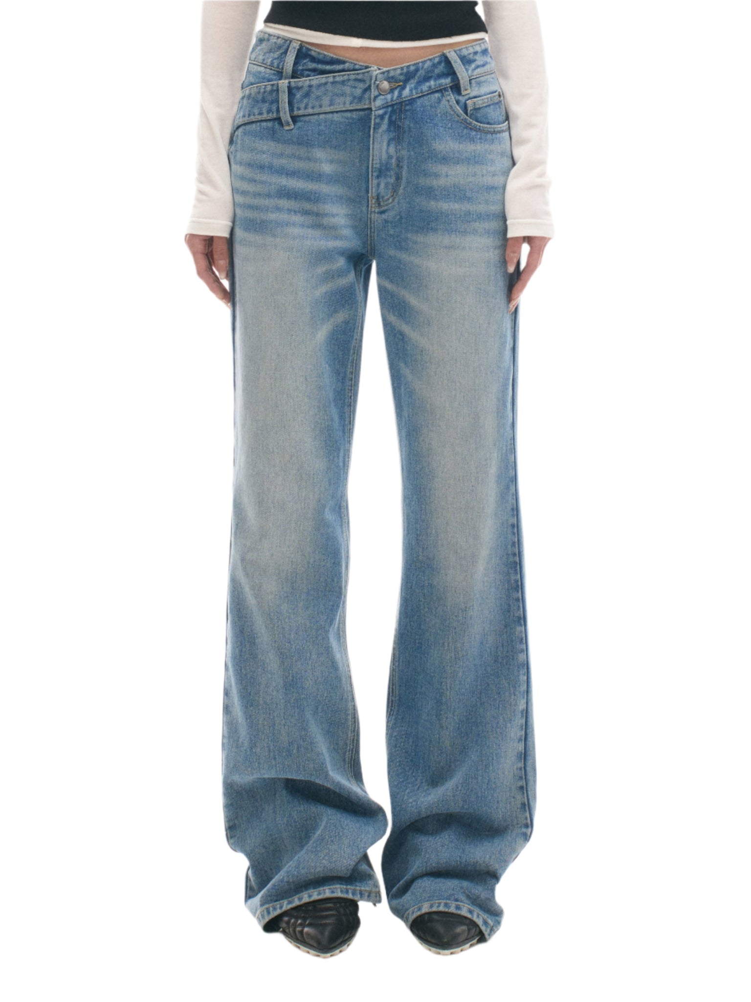 +5CM Straight Jeans Light Blue