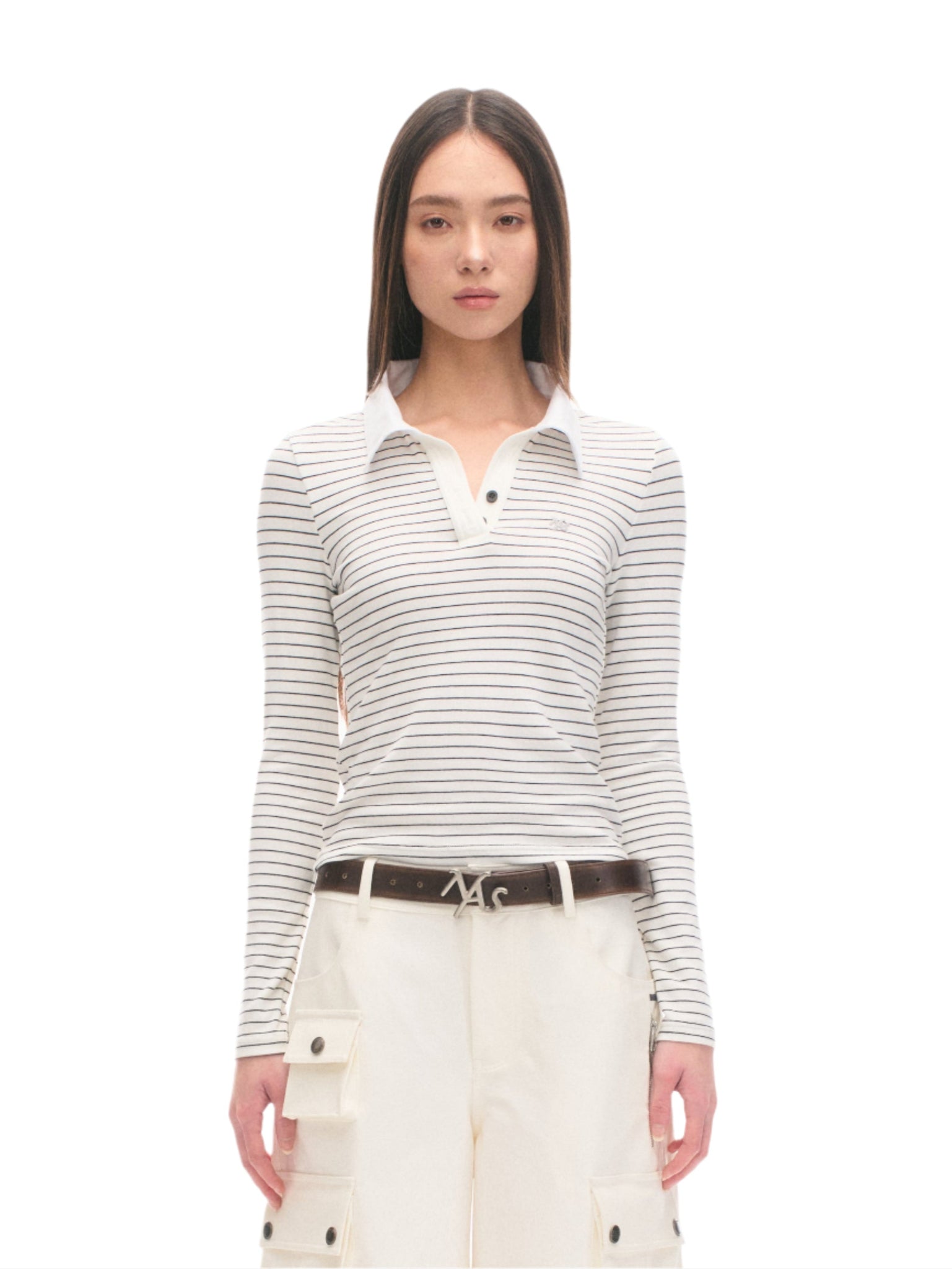 Stripes Gentleman long-sleeved polo shirt